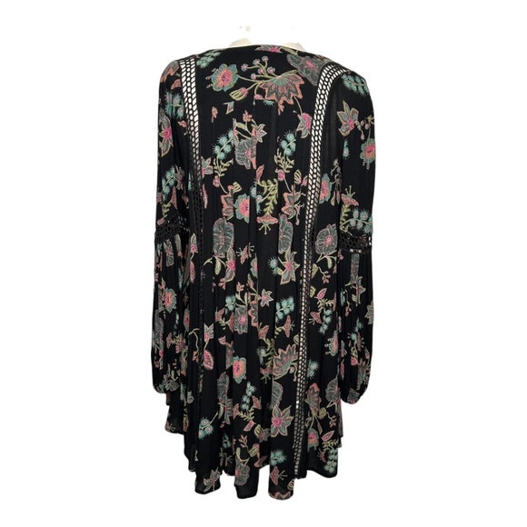 Free People Just The Two Of Us Floral Boho Tunic Top Black Small - Picture 3 of 10
